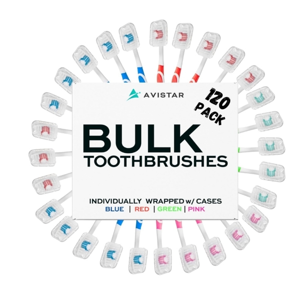 120 Pack Bulk Toothbrushes w/Cover Caps